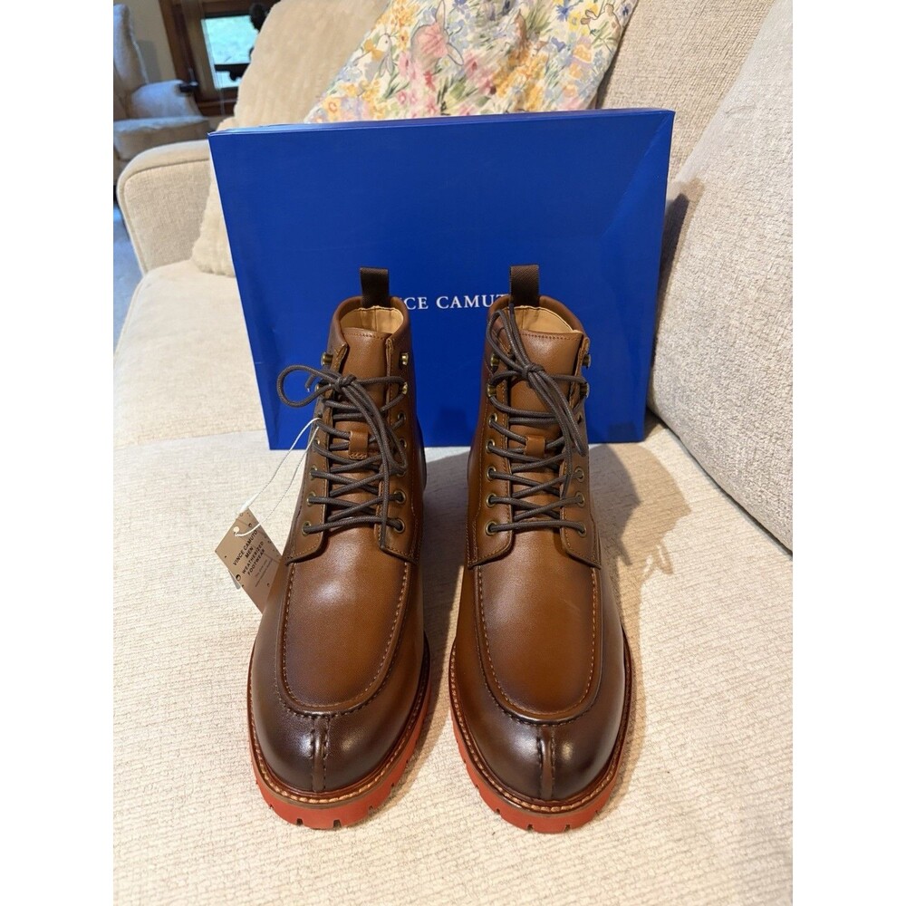 Vince Camuto Kameil Leather Men's Lace Up Waterproof Boots Size 9.5M New In Box